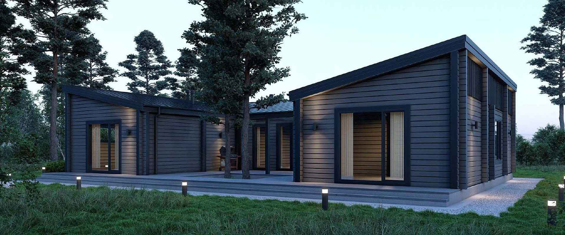 Проект одноэтажного дома с навесом для машины — заказать строительство в компании «Стройсоюз»